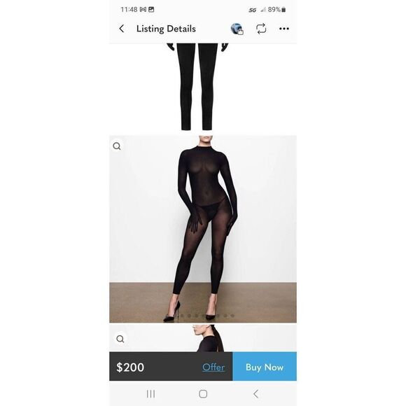 Skims Sheer mesh mock neck catsuit Nwot - Picture 1 of 13